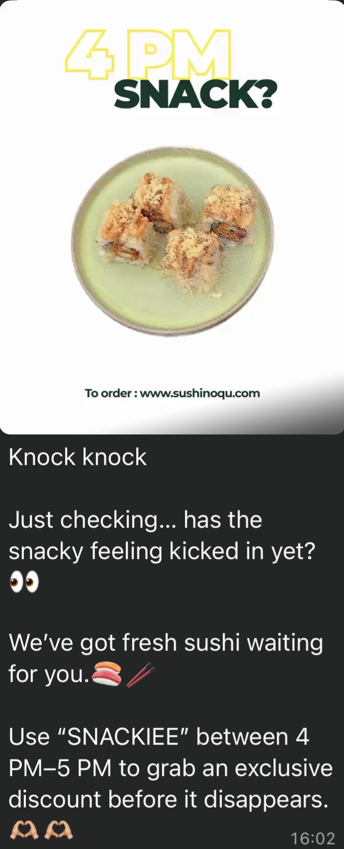 SushiNoqu WhatsApp retention message